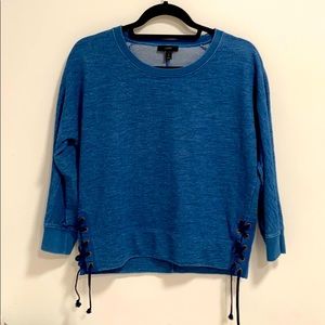 J. CREW French Knit Top with Lace Up Sides